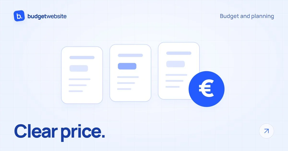 Three packages for a website and a budget in euros, shown as arranged proposals.