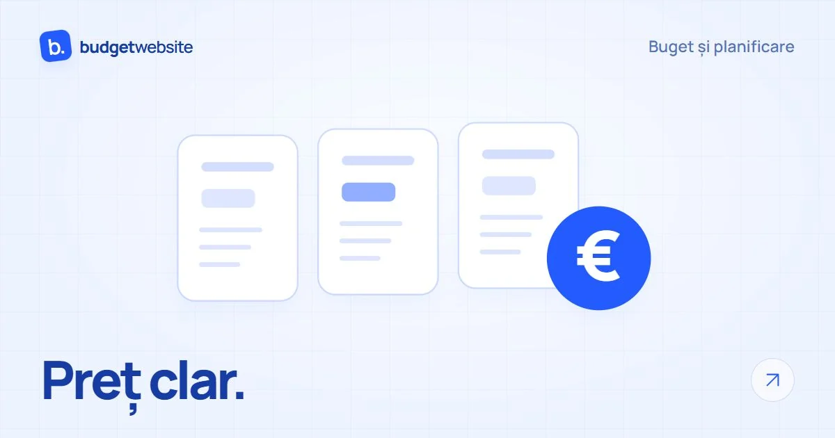 Trei pachete pentru site-ul web și bugetul în euro, prezentate ca propuneri ordonate.